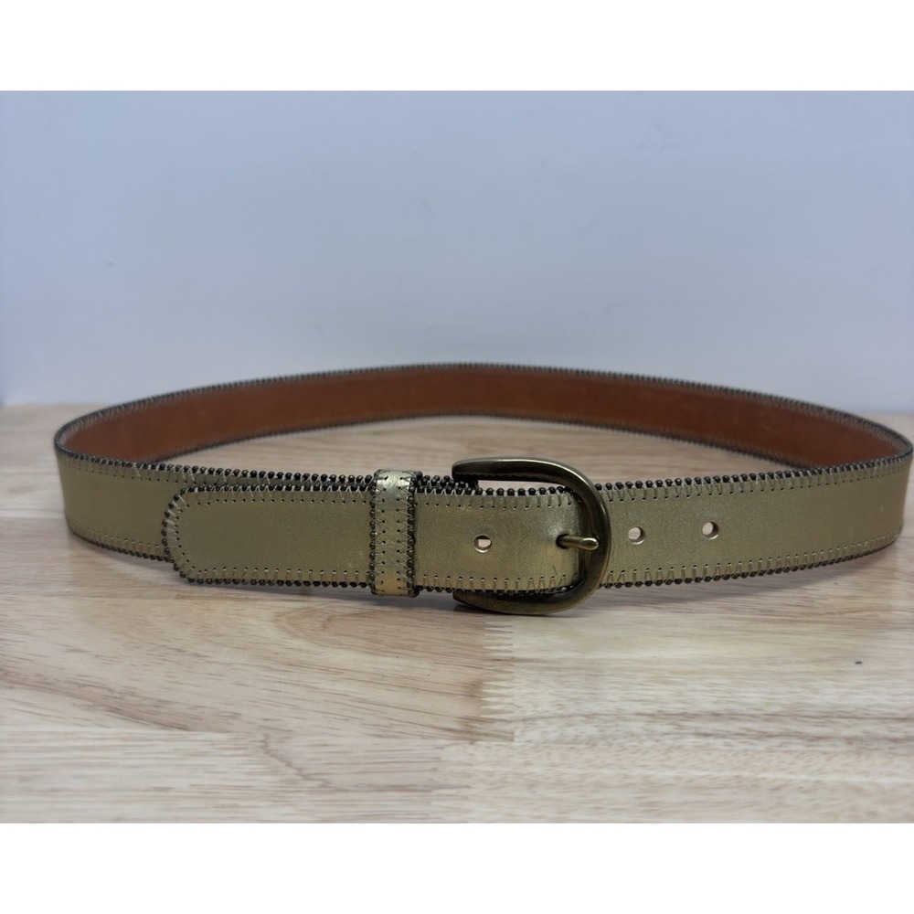 Vtg FOSSIL Metallic Gold Belt Large‎ 41" x 1.25" Wide BT4100710 Women's New #24